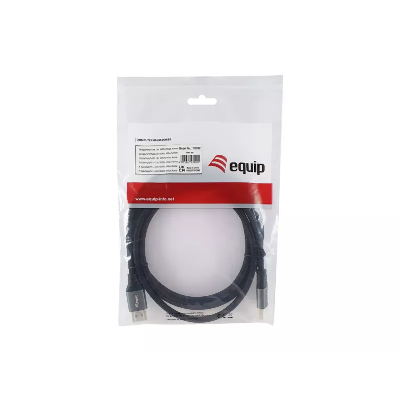 Cavo DisplayPort 2.1 Premium Equip, 2,0 m, 16K/60 Hz, 54 Gbit/s
