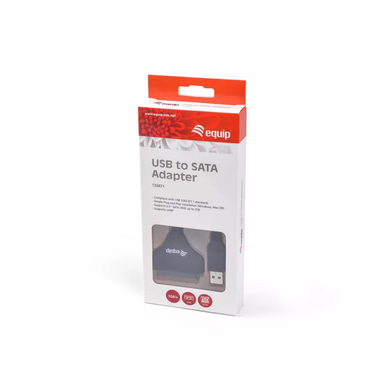 Adattatore Equip USB 3.0 a SATA, nero, 5 Gbit/s, CE, 50 mm, 9,5 mm, 550 mm