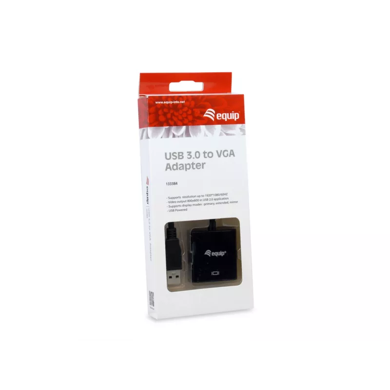 Adattatore Equip USB 3.0 a VGA, 3.2 Gen 1 (3.1 Gen 1), USB Type-A, uscita VGA (D-Sub), 1920 x 1080 pixel