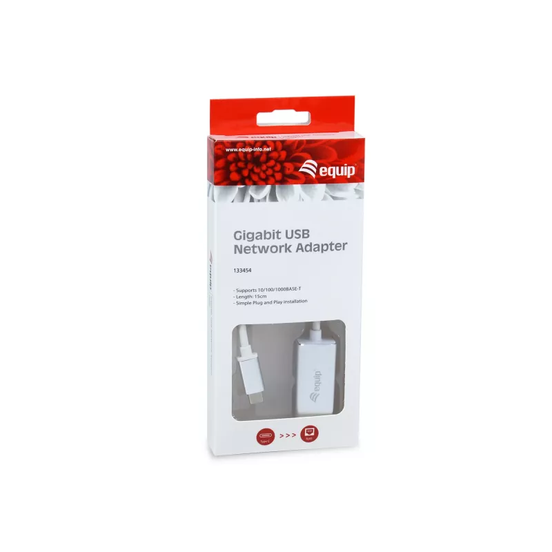 Adattatore di rete Gigabit USB Type-C a RJ45 Equip, con filo, USB Type-C, Ethernet, 1000 Mbit/s, argento