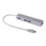 Hub USB-C a 3 porte USB 3.0 con adattatore Gigabit Equip, USB 3.2 Gen 1 (3.1 Gen 1) Type-C, argento, USB 3.2 Gen 1 (3.1 Gen 1) Type-A, WLAN, alluminio, 22 mm, 15 mm