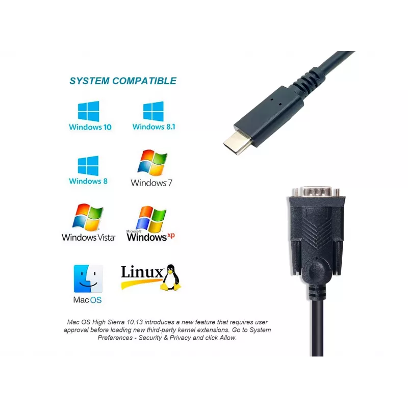 Cavo Equip USB-C a seriale DB9 M/M 1,5 m nero