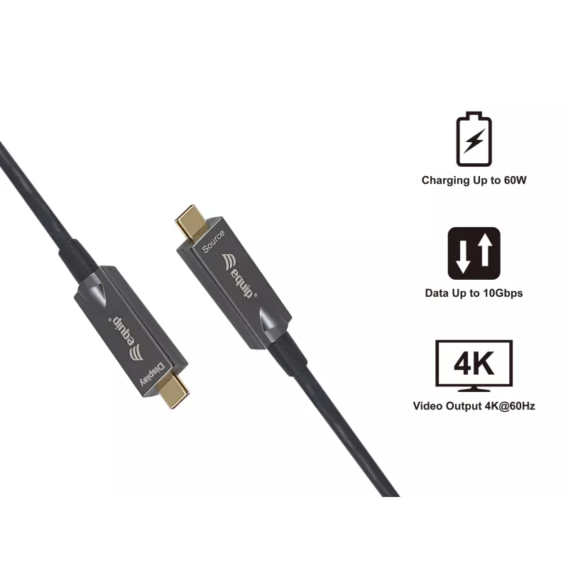 Cavo ottico attivo Equip USB-C a C, 10 m, 4K/60Hz, video+dati+PD