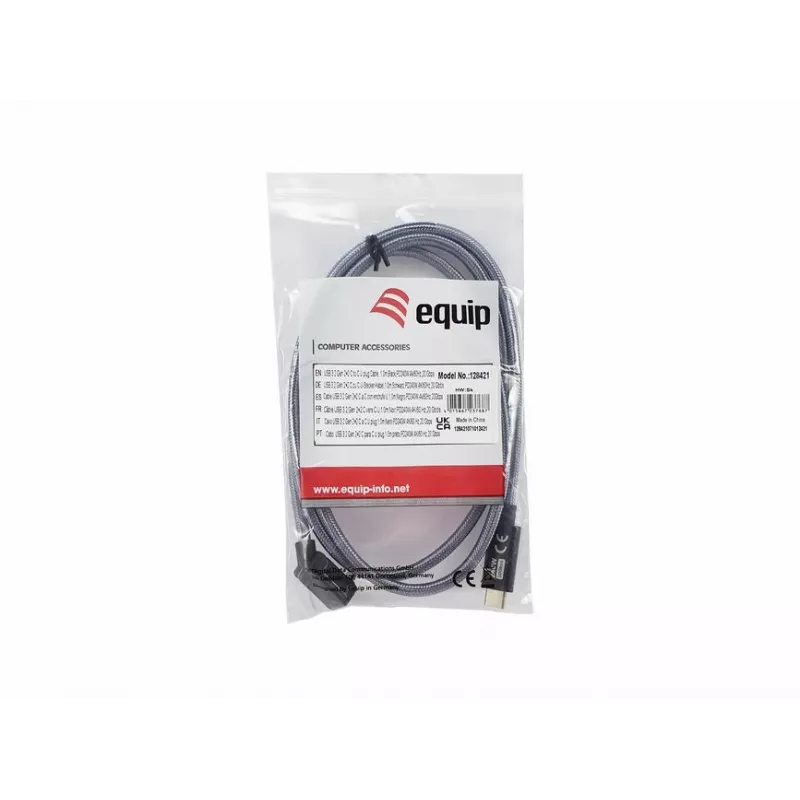 Cavo Equip USB 3.2 Gen 2x2 C a C con connettore a U, 1,0 m, nero, M/M, PD240W, 4K/60Hz, 20 Gbps
