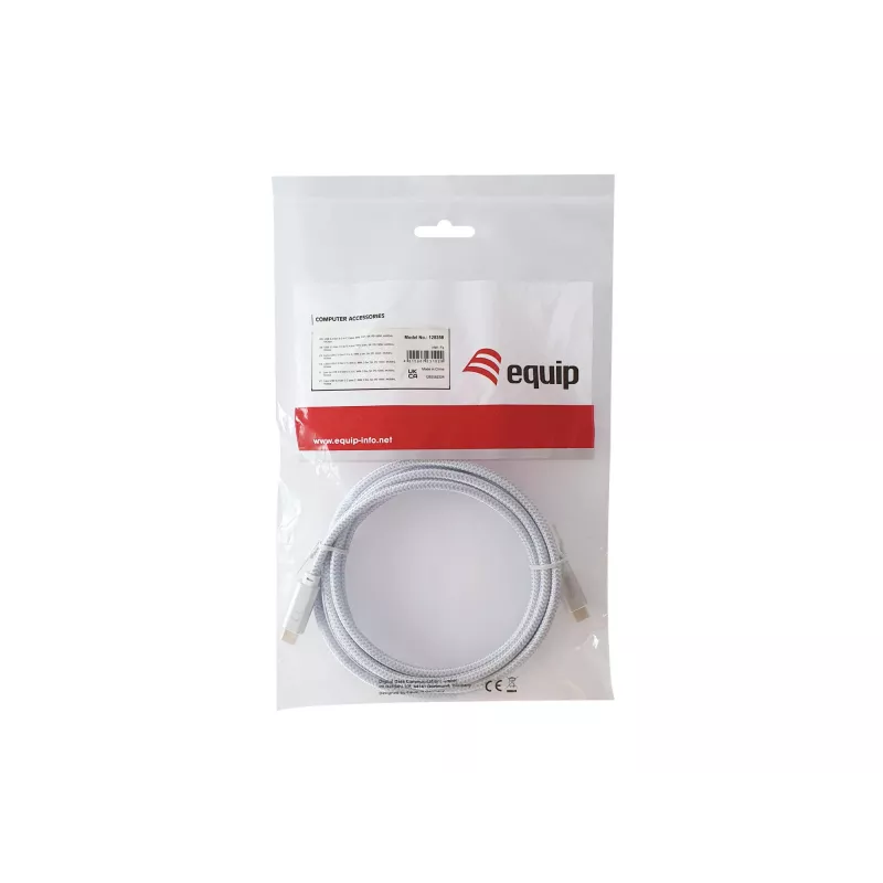 Cavo USB-C a USB-C EQUIP 3,0 m — USB 3.2 Gen 2, 10 Gbps, PD 100 W, 4K/60 Hz, bianco