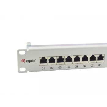 Equip Patch Panel 24 porte Cat.6A schermato, grigio chiaro, 10/100/1000Base-T(X), Gigabit Ethernet, 1000 Mbit/s, RJ-45, Cat6a, montaggio rack