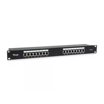 Equip Patch Panel 16 porte Cat.6 schermato, nero, 10/100/1000Base-T(X), Gigabit Ethernet, 1000 Mbit/s, RJ-45, Cat6, montaggio rack