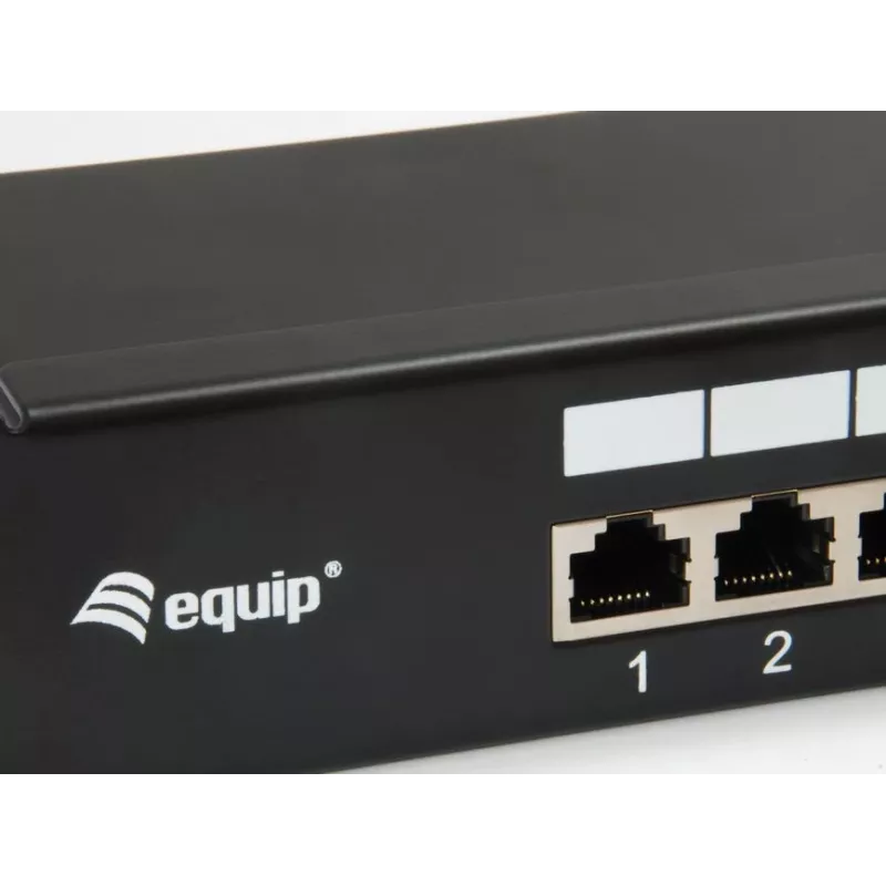Equip Patch Panel 16 porte Cat.6 schermato, nero, 10/100/1000Base-T(X), Gigabit Ethernet, 1000 Mbit/s, RJ-45, Cat6, montaggio rack