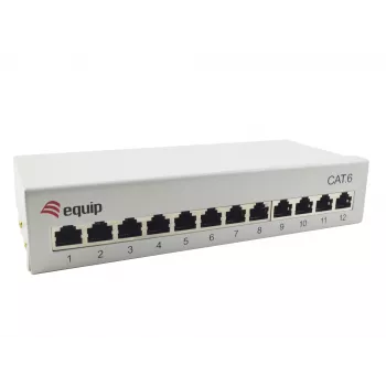Equip Patch Panel desktop 12 porte Cat.6, grigio chiaro, 10/100/1000Base-T(X), Gigabit Ethernet, 1000 Mbit/s, RJ-45, Cat6, 1U