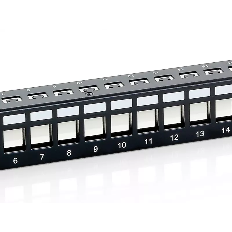 Equip Patch Panel Keystone 24 porte Cat.6 schermato, nero, Cat6, montaggio rack, 1U, nero, 92,5 mm, 483 mm