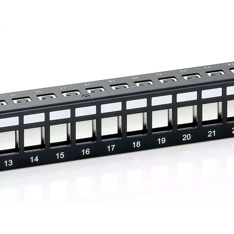 Equip Patch Panel Keystone 24 porte Cat.6 schermato, nero, Cat6, montaggio rack, 1U, nero, 92,5 mm, 483 mm
