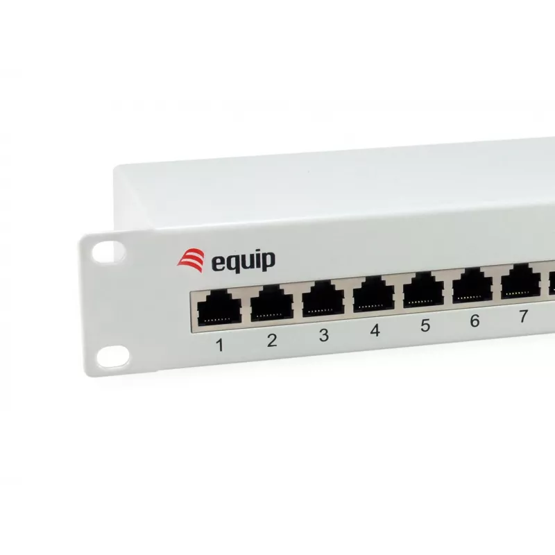 Equip Patch Panel 12 porte Cat.6 schermato, grigio chiaro, Gigabit Ethernet, 1000 Mbit/s, RJ-45, Cat6, Cat6e, 1U, grigio