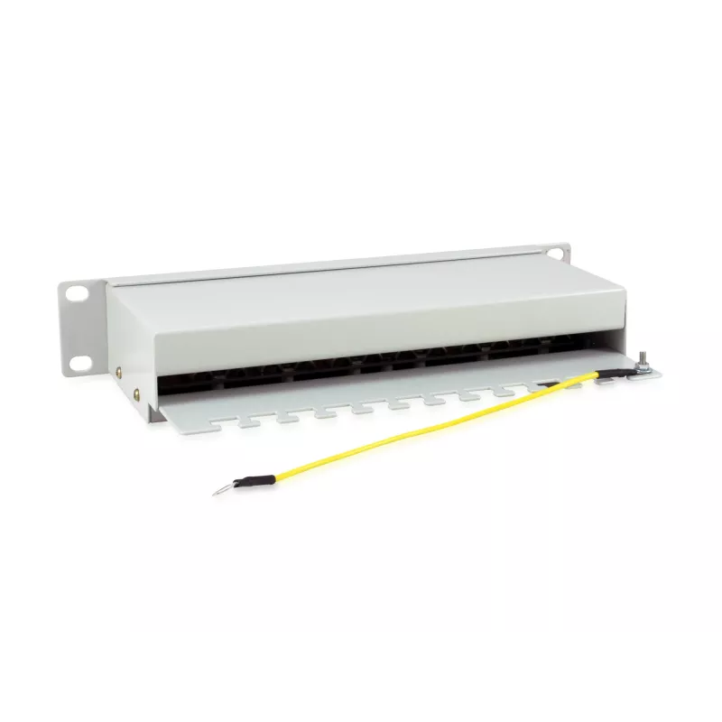 Equip Patch Panel 12 porte Cat.6 schermato, grigio chiaro, Gigabit Ethernet, 1000 Mbit/s, RJ-45, Cat6, Cat6e, 1U, grigio