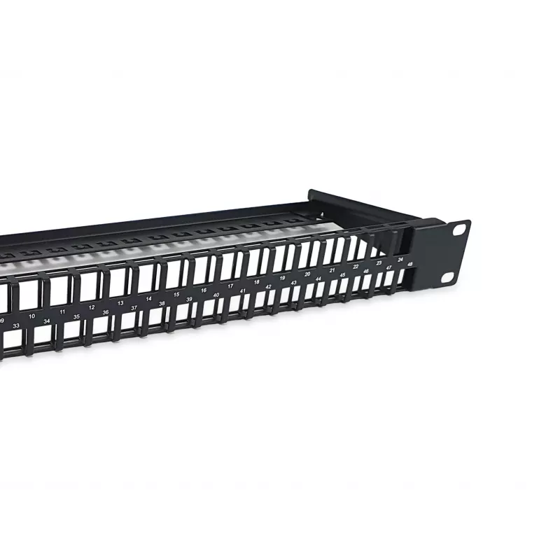 Equip Patch Panel Keystone 48 porte Cat.6 non schermato, nero, RJ-45, Cat6, 1U, nero, acciaio, REACH, RoHS