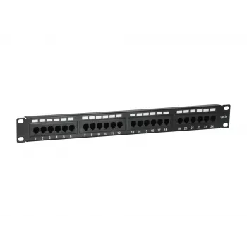 Equip Patch Panel 24 porte Cat.5e non schermato, nero, Cat5e, montaggio rack, 1U, nero, RoHS, CE