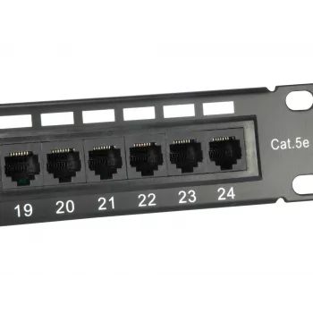 Equip Patch Panel 24 porte Cat.5e non schermato, nero, Cat5e, montaggio rack, 1U, nero, RoHS, CE