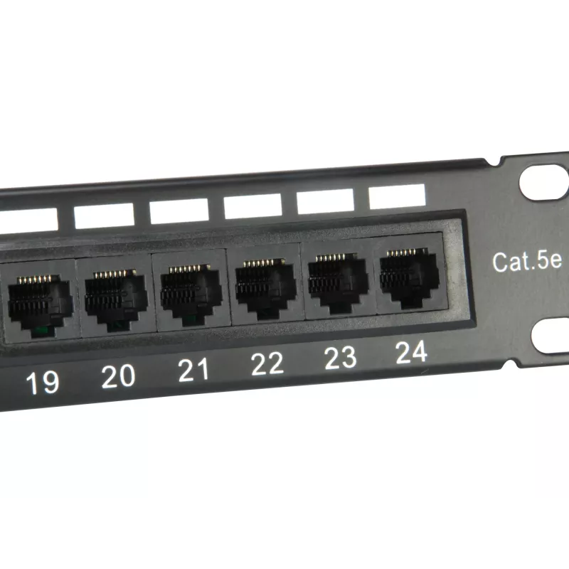 Equip Patch Panel 24 porte Cat.5e non schermato, nero, Cat5e, montaggio rack, 1U, nero, RoHS, CE