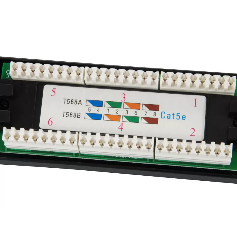 Equip Patch Panel 24 porte Cat.5e non schermato, nero, Cat5e, montaggio rack, 1U, nero, RoHS, CE