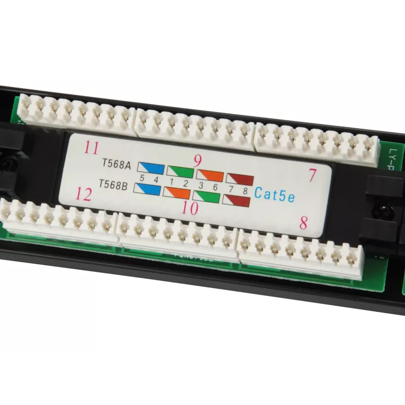 Equip Patch Panel 24 porte Cat.5e non schermato, nero, Cat5e, montaggio rack, 1U, nero, RoHS, CE