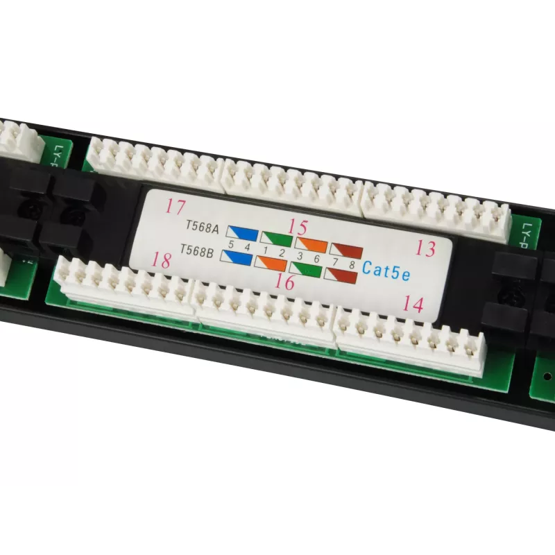 Equip Patch Panel 24 porte Cat.5e non schermato, nero, Cat5e, montaggio rack, 1U, nero, RoHS, CE