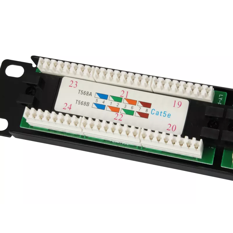 Equip Patch Panel 24 porte Cat.5e non schermato, nero, Cat5e, montaggio rack, 1U, nero, RoHS, CE