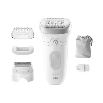 Epilatore BRAUN Silk-épil 7 7-041 — epilatore senza filo Wet & Dry con MicroGrip, massaggio, rasoio e trimmer bikini, grigio/bianco