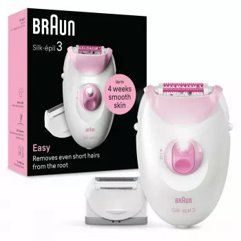 Epilatore Braun Silk-épil 3 3-031 20 pinzette rosa bianco