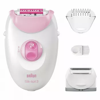 Epilatore Braun Silk-épil 3 3-031 20 pinzette rosa bianco