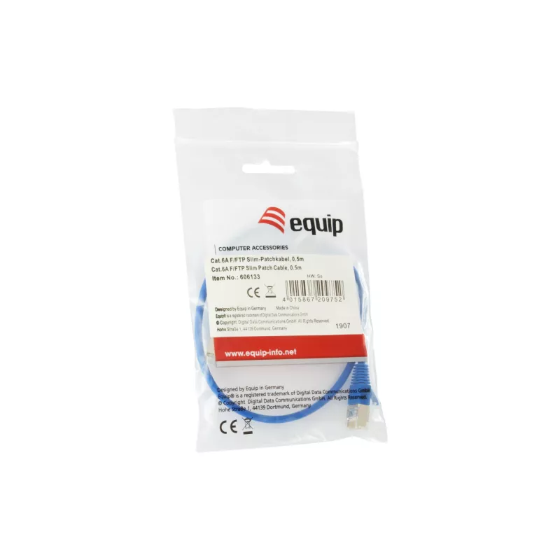 Cavo di rete Equip Cat.6A F/FTP cavo patch slim RJ-45 0,5 m blu