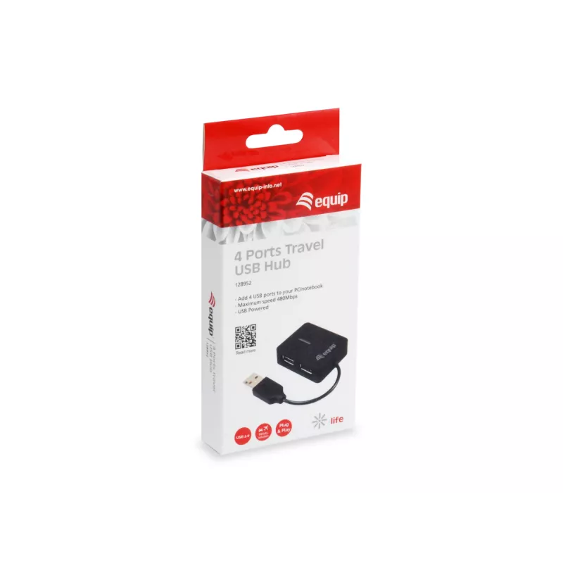 Equip 128952 hub interfaccia USB 2.0 480 Mbit/s nero