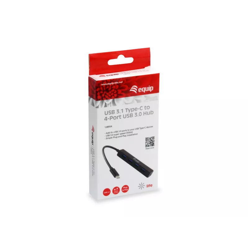 Equip 128954 hub interfaccia USB 3.2 Gen 1 (3.1 Gen 1) Type-C 5000 Mbit/s nero