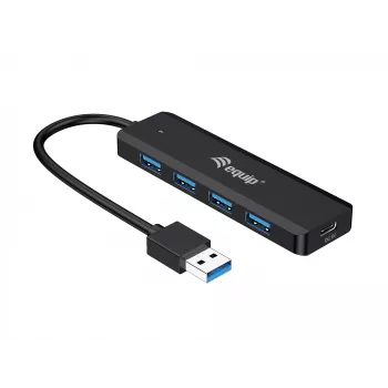 Hub USB 3.2 Gen 1 a 4 porte Equip con adattatore USB-C nero 5000 Mbit/s