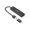 Hub USB 3.2 Gen 1 a 4 porte Equip con adattatore USB-C nero 5000 Mbit/s