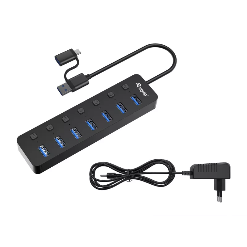 Hub USB Equip hub USB 3.2 Gen 1 a 7 porte con alimentatore