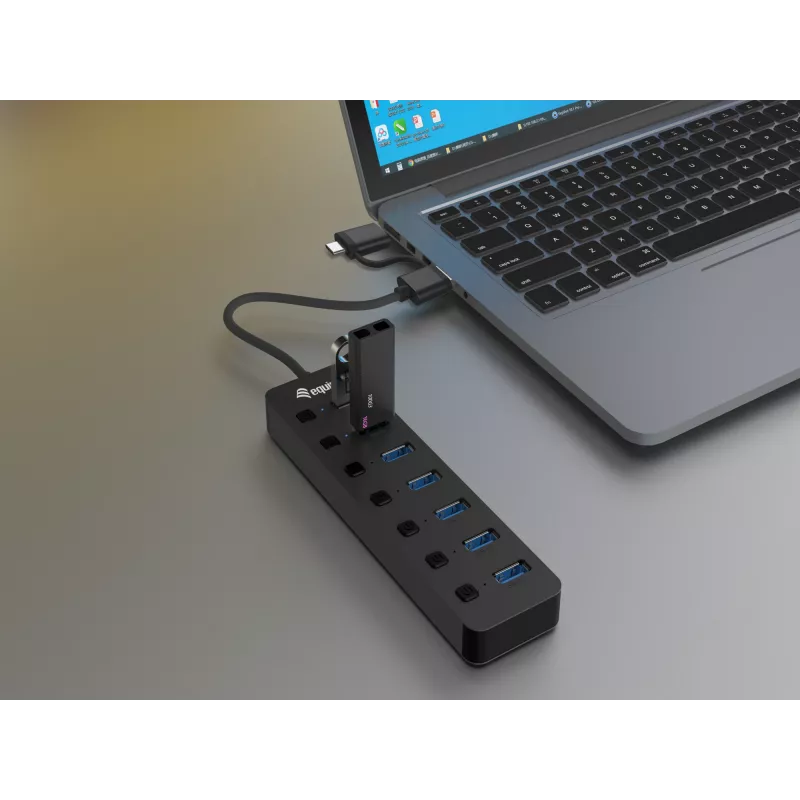 Hub USB Equip hub USB 3.2 Gen 1 a 7 porte con alimentatore