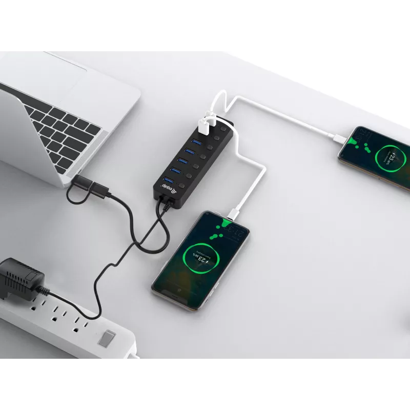 Hub USB Equip hub USB 3.2 Gen 1 a 7 porte con alimentatore