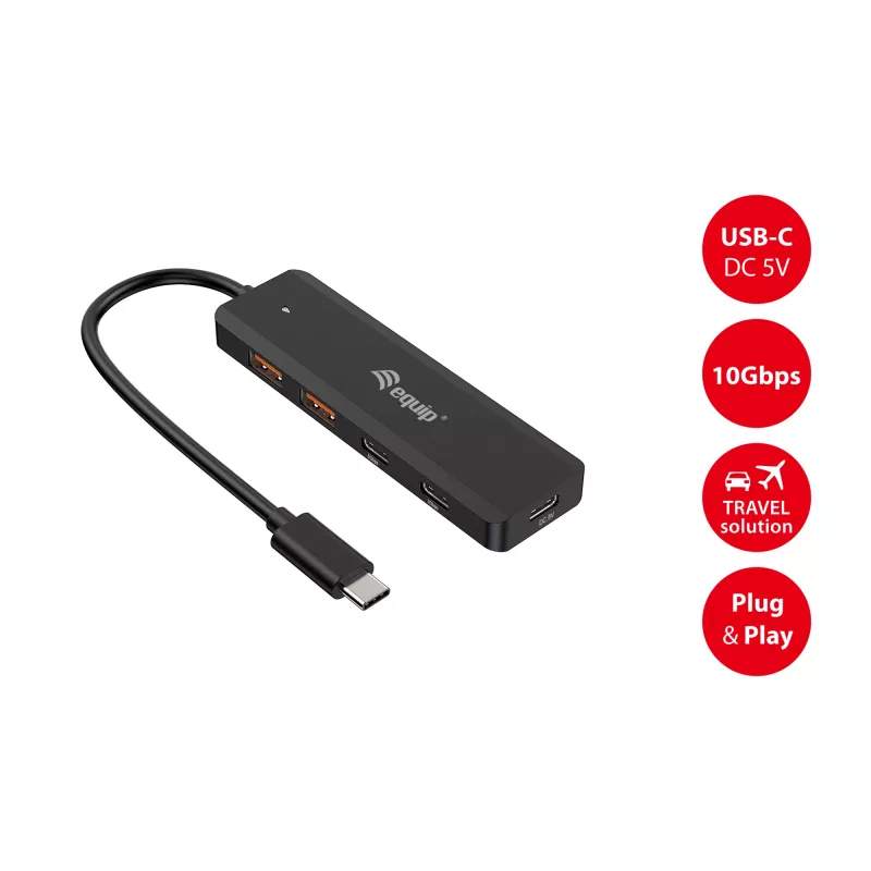 Equip hub USB-C USB 3.2 Gen 2 (10 Gbit/s) a 4 porte, USB-C x 2, USB-A x 2