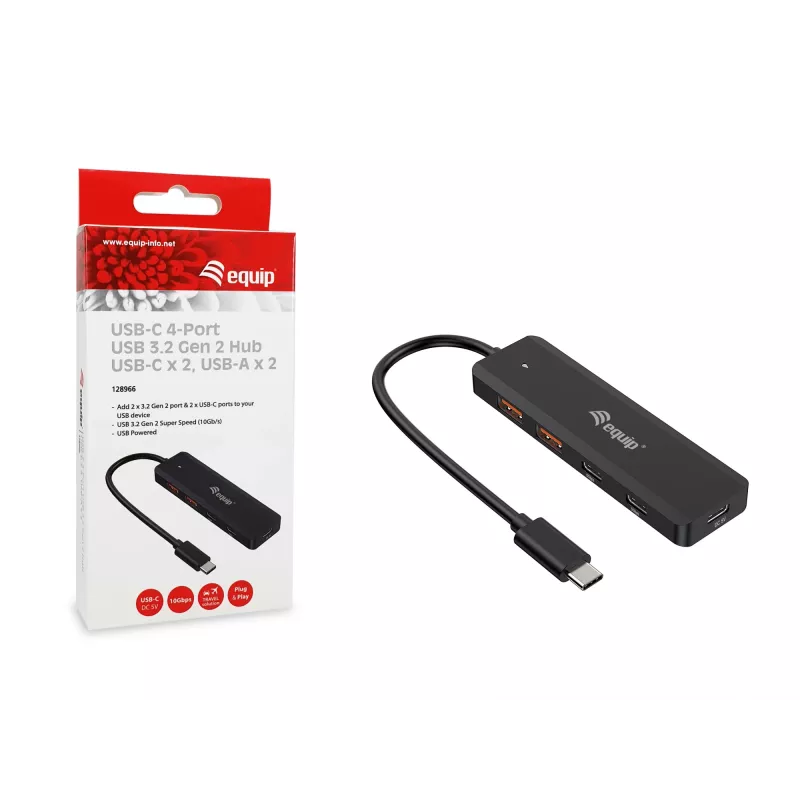 Equip hub USB-C USB 3.2 Gen 2 (10 Gbit/s) a 4 porte, USB-C x 2, USB-A x 2