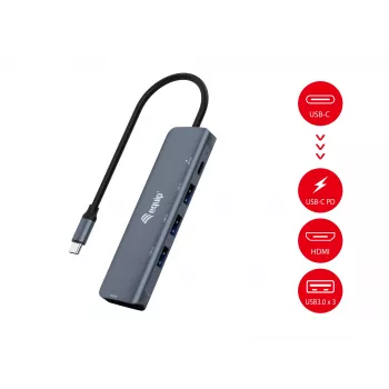 Equip adattatore MULTIFUNZIONE USB-C 5-in-1, HDMI, USB 3.2 GEN1, 100W USB PD