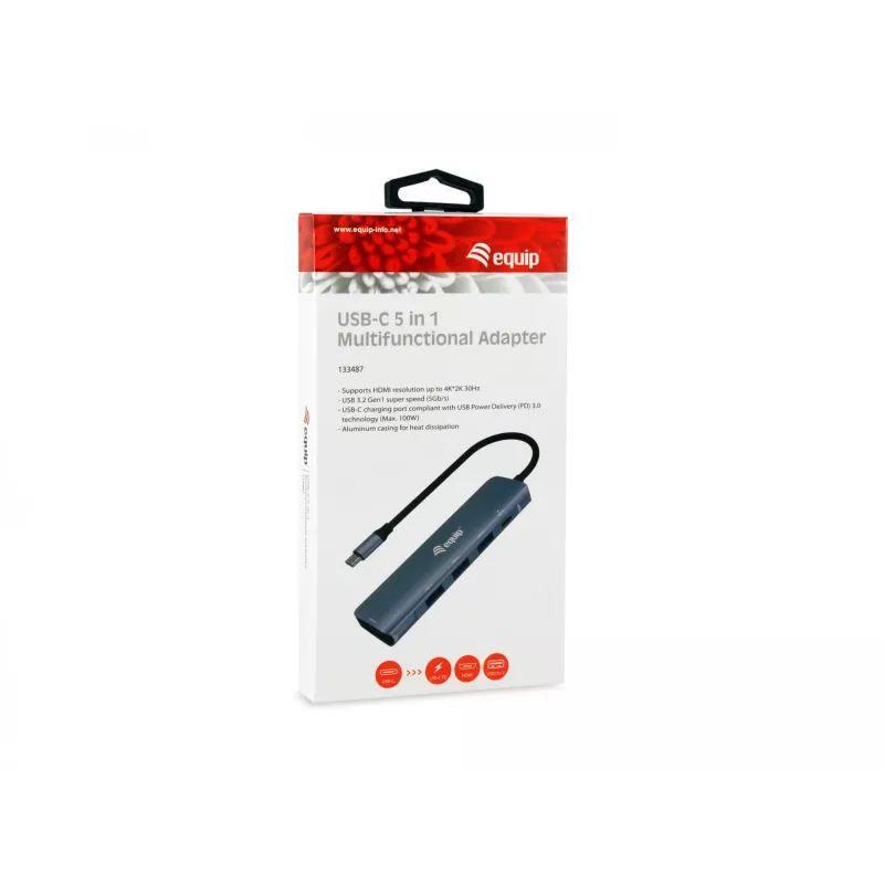 Equip adattatore MULTIFUNZIONE USB-C 5-in-1, HDMI, USB 3.2 GEN1, 100W USB PD