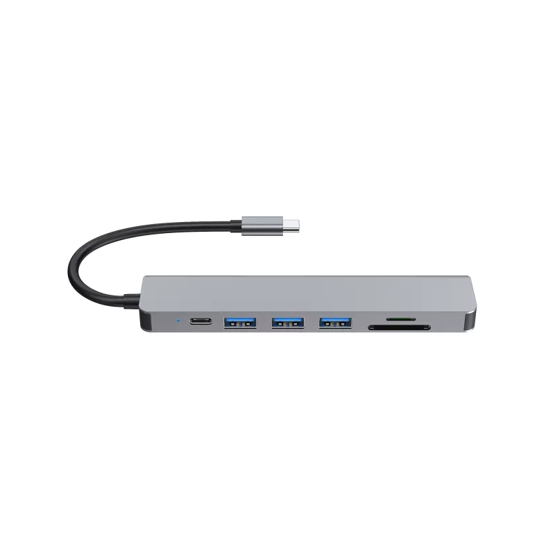Adattatore multifunzione Equip USB-C 7-in-1, HDMI 4K/60Hz, USB 3.2 Gen1 x3, TF/Micro SD, 100W USB PD
