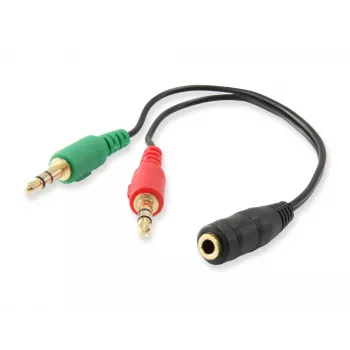 Cavo splitter audio Equip, nero, 3,5 mm, 2 x 3,5 mm, connettore femmina, connettore maschio, cloruro di polivinile (PVC)