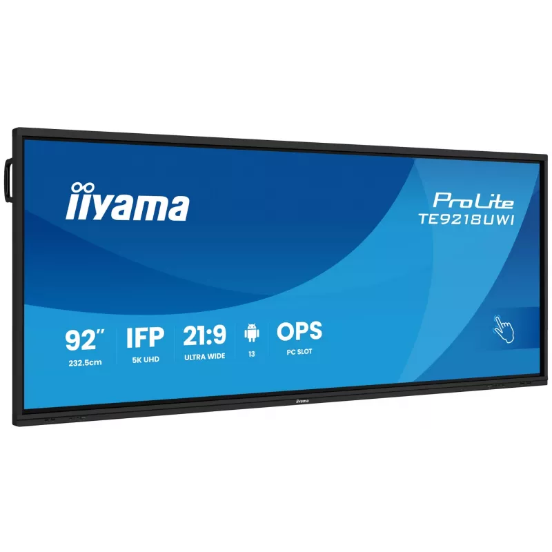 Display per signage iiyama TE9218UWI-B1AG design kiosk 2,32 m (91,5 inch) LED Wi-Fi 500 cd/m² 5K Ultra HD nero touchscreen processore integrato Android 16/7