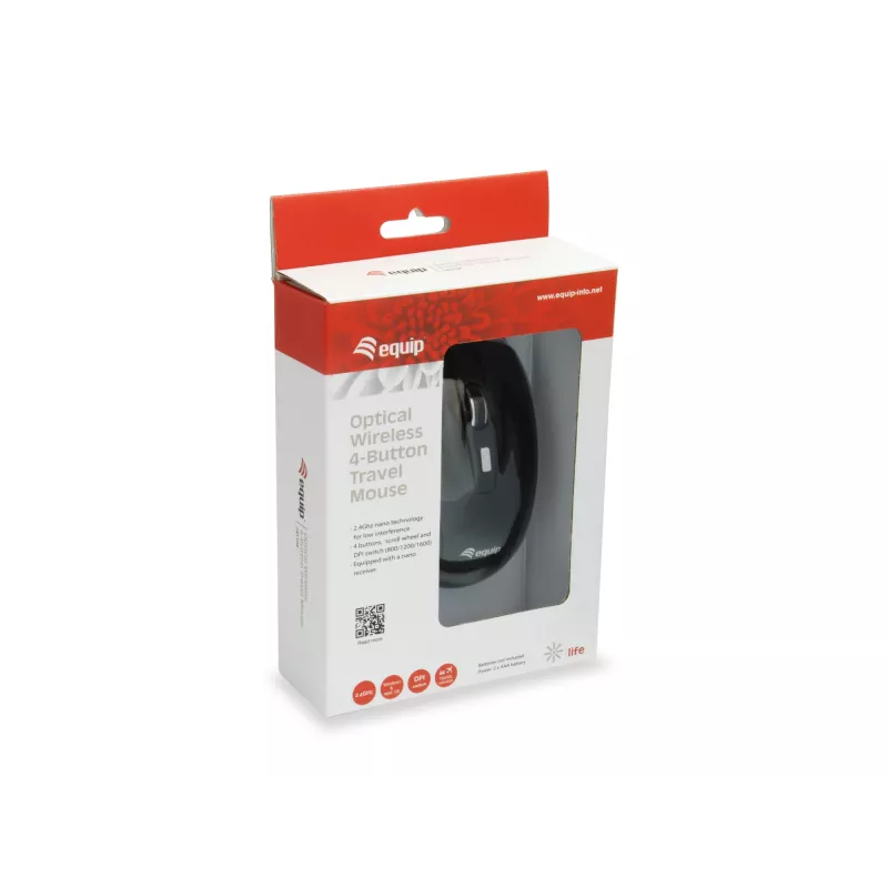 Equip 245104 mouse da viaggio ambidestro RF wireless ottico 1600 DPI