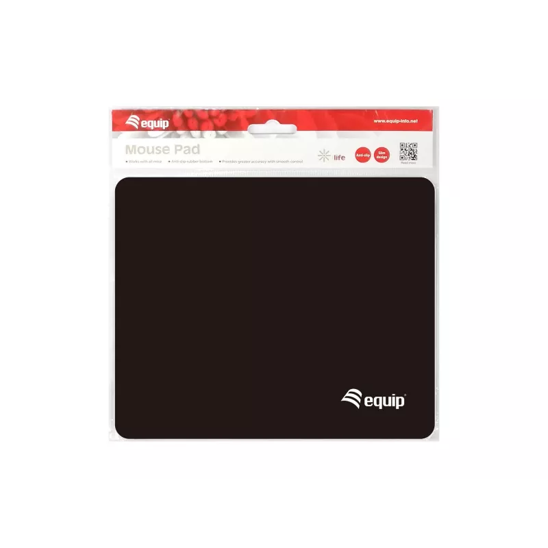 Equip tappetino per mouse, nero, tinta unita, nylon, gomma, base antiscivolo