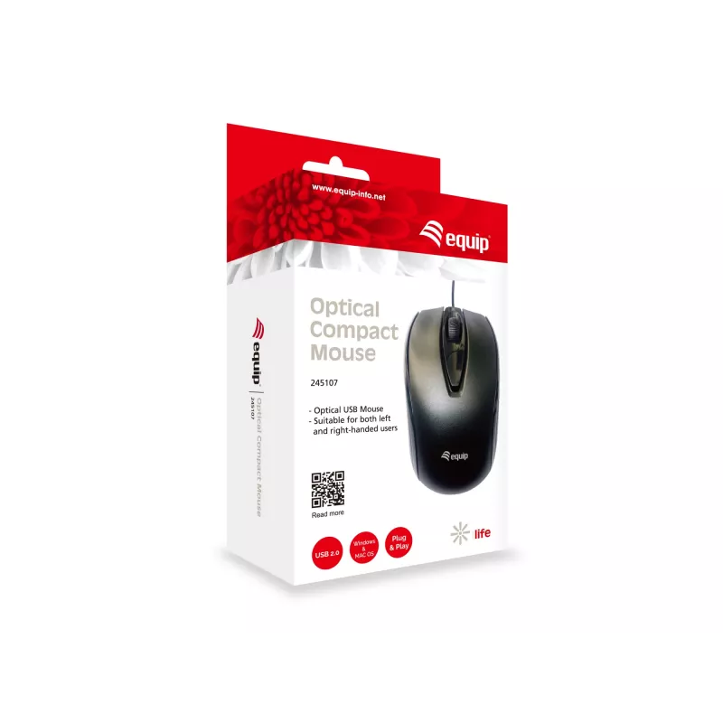 Equip 245107 mouse ufficio ambidestro USB Type-A ottico 1000 DPI