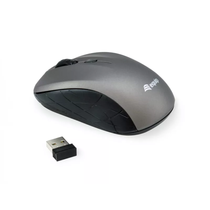 Equip mouse mini ottico wireless, ambidestro, ottico, RF wireless, 1600 DPI, grigio