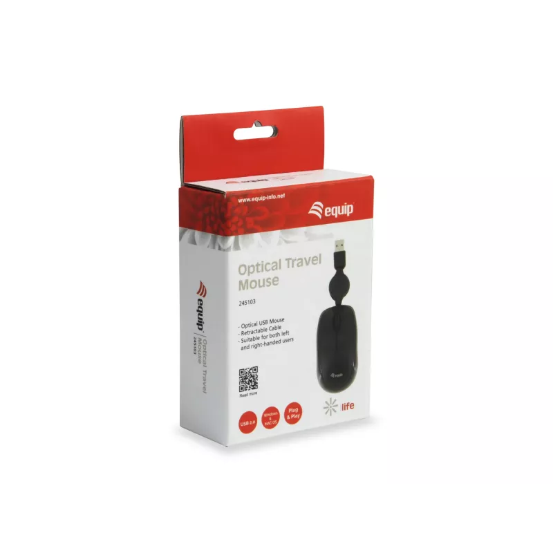 Equip 245103 mouse da viaggio ambidestro USB Type-A ottico 1000 DPI