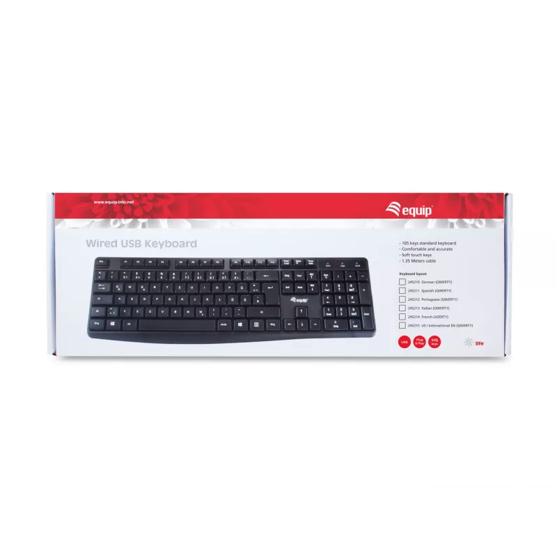 Equip 245213 tastiera ufficio USB QWERTY italiano nero