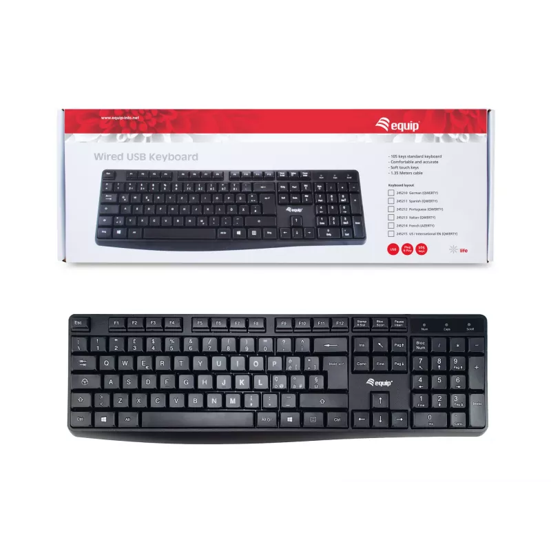 Equip 245213 tastiera ufficio USB QWERTY italiano nero